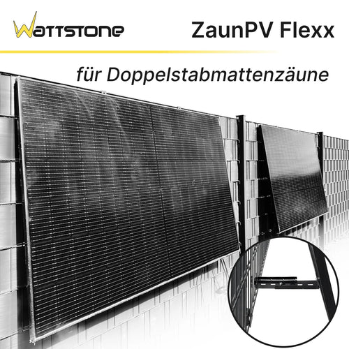ZaunPV Flexx Montagepaket für 2 PV-Module 10-20 Grad anwinkelbar
