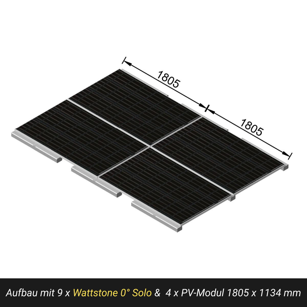 WATTSTONE 0° Solo - PV-Aufständerung aus Feinbeton ohne Zubehör