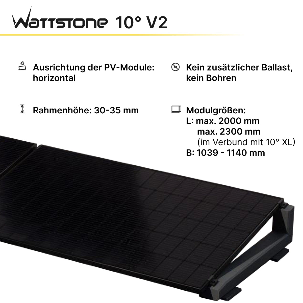 WATTSTONE 10° V2 - PV-Aufständerung aus Feinbeton ohne Zubehör