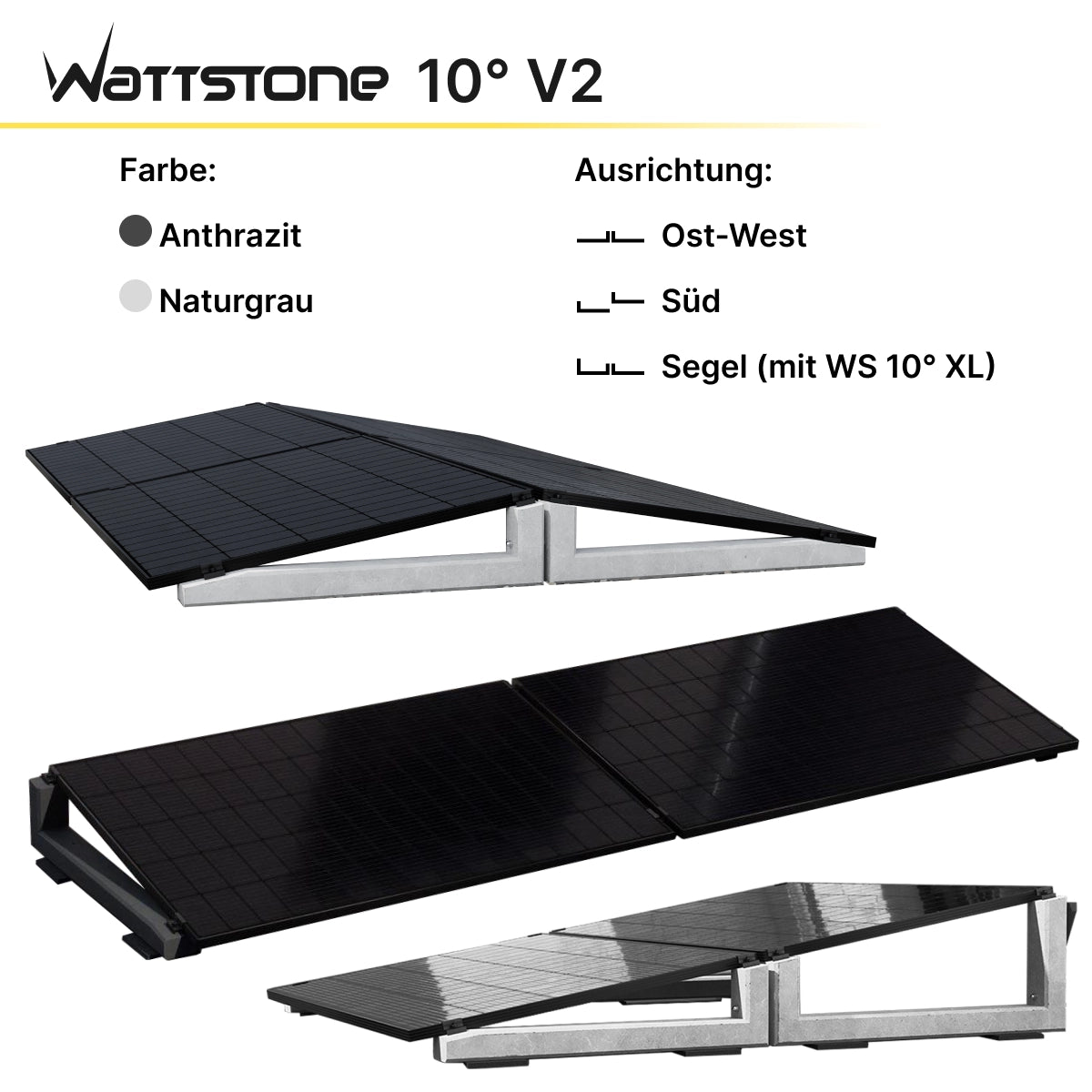 WATTSTONE 10° V2 - PV-Aufständerung aus Feinbeton ohne Zubehör