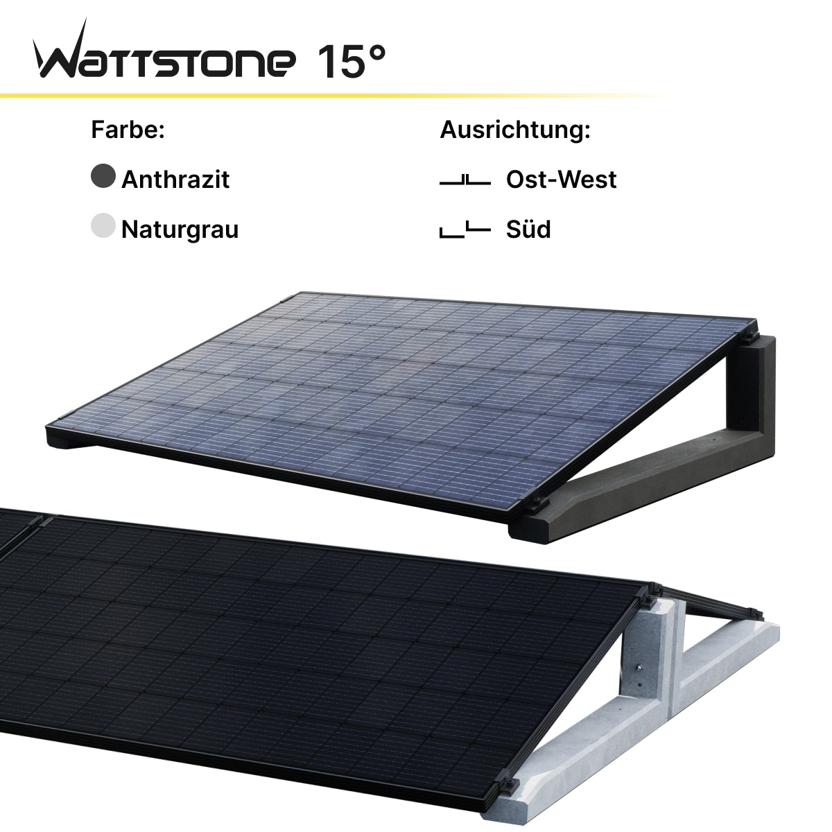 WATTSTONE 15° - PV-Aufständerung aus Feinbeton ohne Zubehör