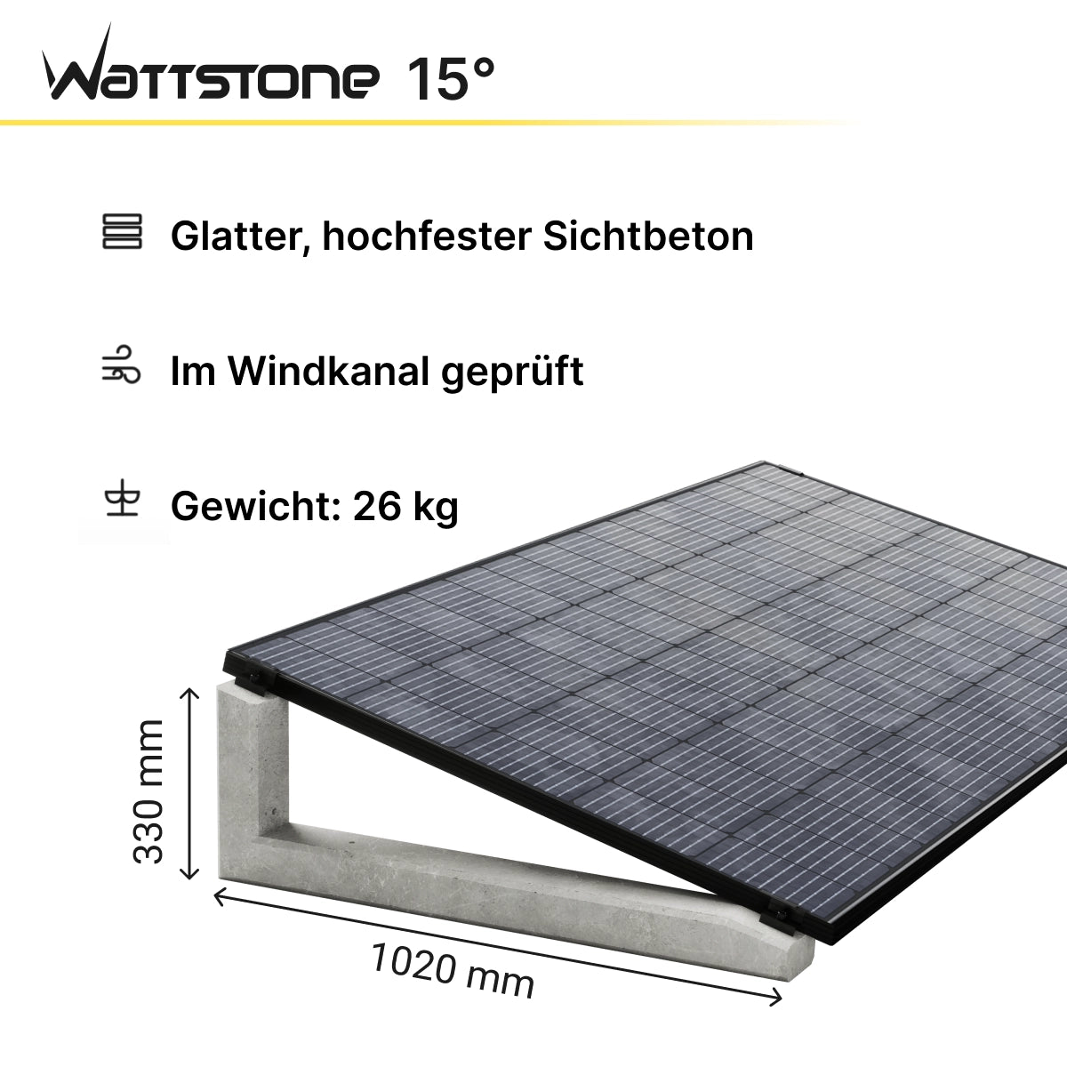 WATTSTONE 15° - PV-Aufständerung aus Feinbeton ohne Zubehör