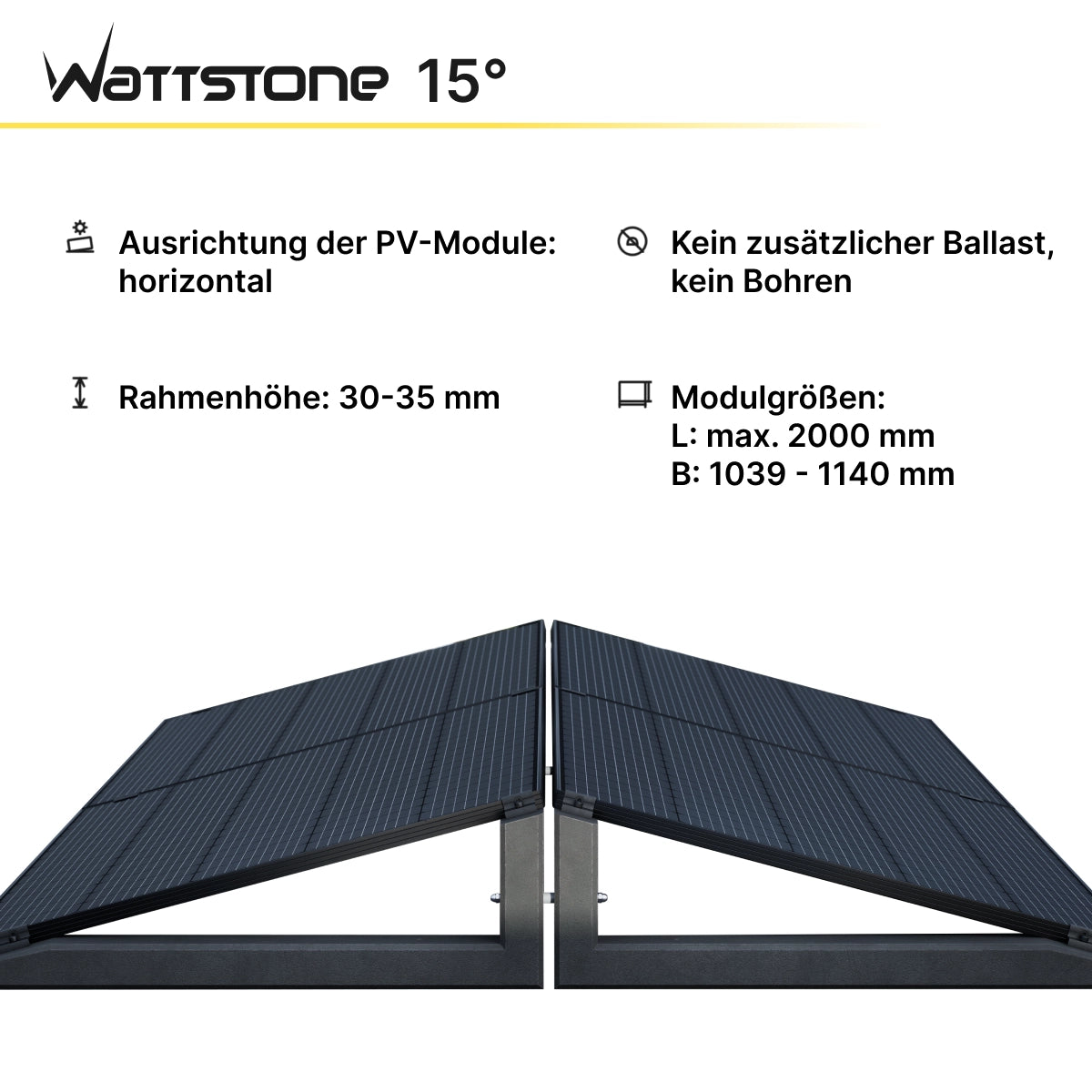 WATTSTONE 15° - PV-Aufständerung aus Feinbeton ohne Zubehör
